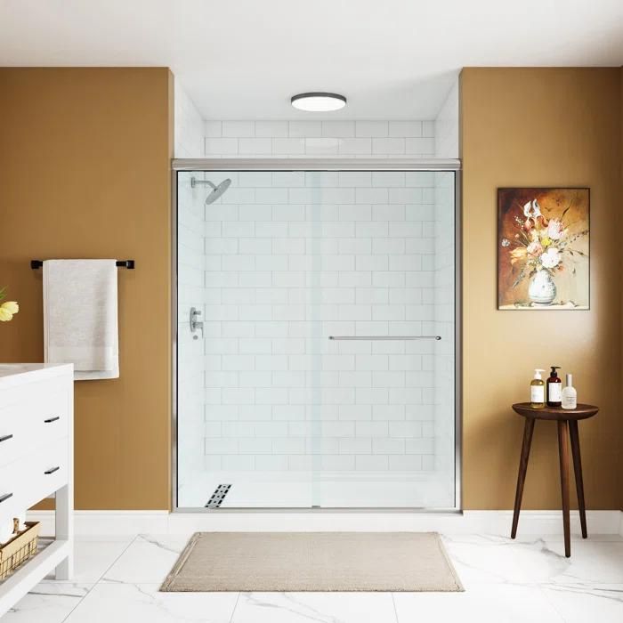 Shower Door 6 mm Chrome, 56"-60" Width, 72" Height, 1/4" (6 mm) Thick Tempered Safety Glass