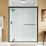 Shower Door 6 Mm Black, 56"-60" Width, 72" Height, 1/4" (6 Mm) Clear Tempered Glass, Finish, Designed For Smooth Door Closing.